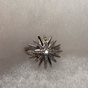 David Yurman Starburst Ring in Sterling Silver with Pavé Diamonds 19mm Size 8